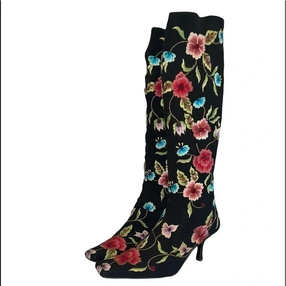 SXS Floral Boots style S-83 with dust cover, no box. Size 36.5 (US Size 6) - Picture 7 of 12